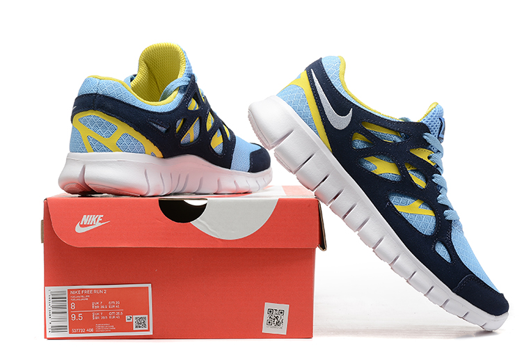 Nike Free Run 2 University Blue Navy Yellow Strike